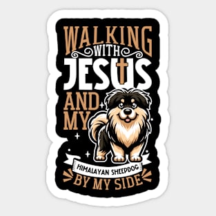 Jesus and dog - Himalayan Sheepdog Sticker